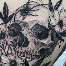 Tattoos - Skull and Flowers - 142463